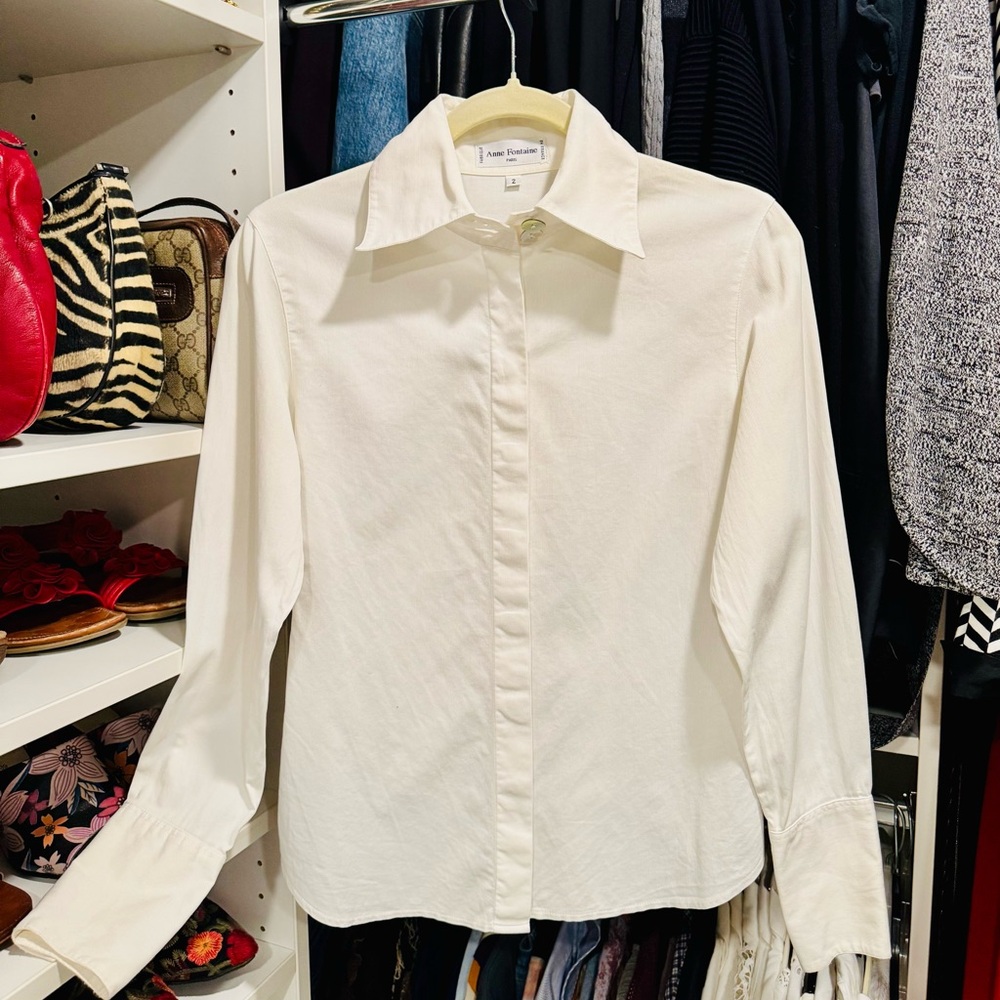 Anne Fontaine Cream Long Sleeve Dress Shirt